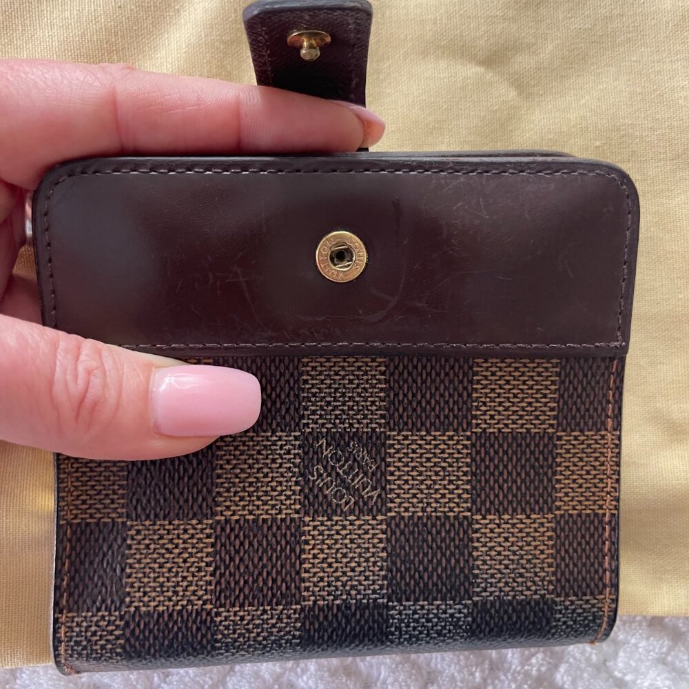 Louis Vuitton Damier Ebene Pattern Compact Zippé Wallet vintage - Picture 10 of 11